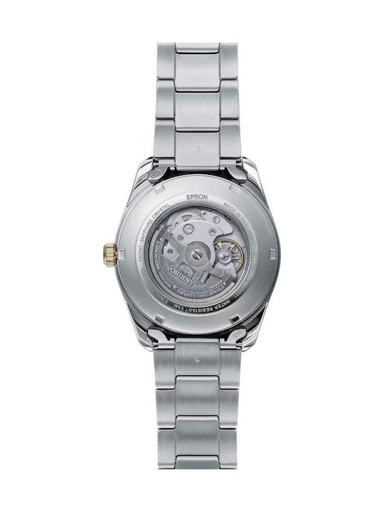 Orient Sun Moon Men's Automatic Watch with Silver Metal Bracelet