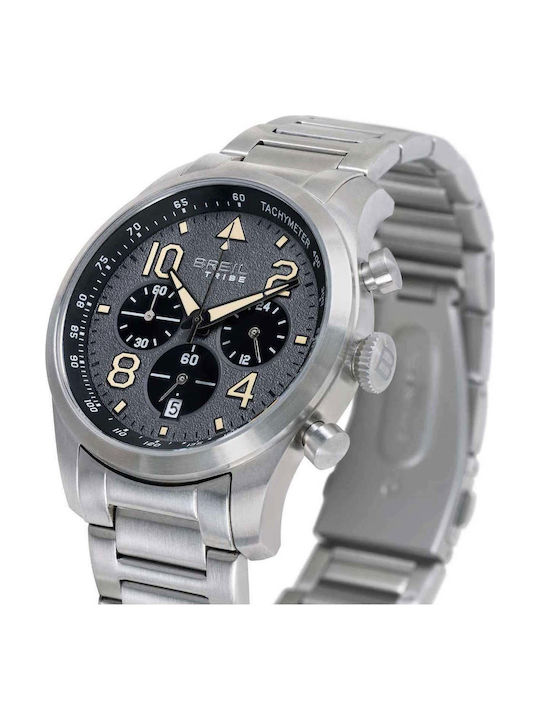Men's Battery Chronograph Watch With Silver Steel Bracelet