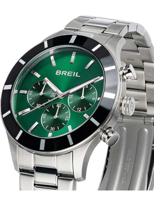 Breil Men's Battery Chronograph Watch With Silver Steel Bracelet