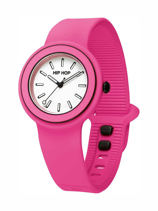 HipHop Women's Watch Battery with Rubber Strap Bubble Gum Fuchsia