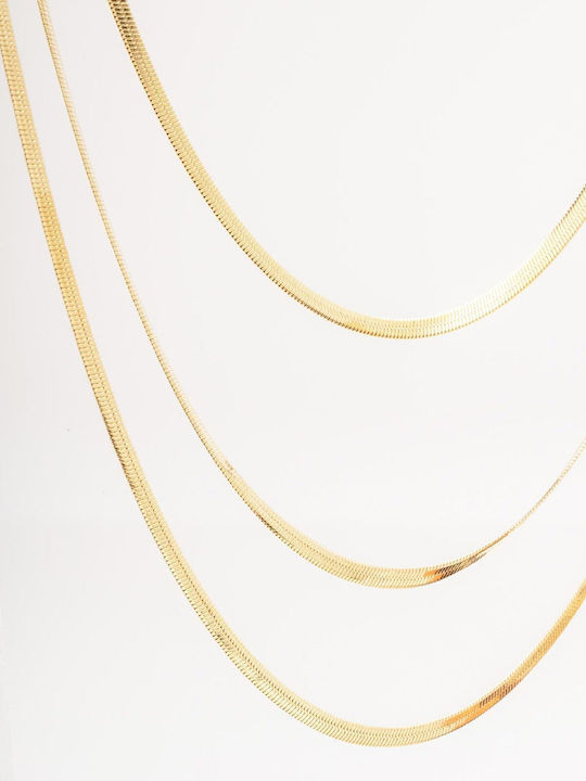 Late Again Triple Necklace Made of Gold Plated Steel
