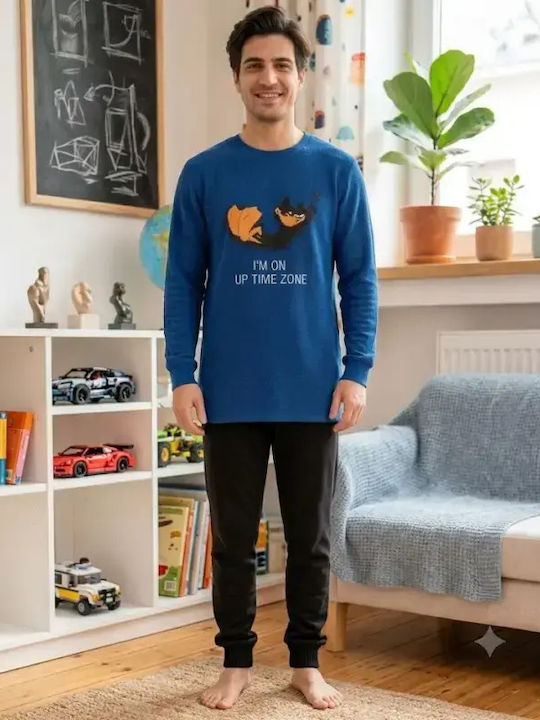 Sara Winter Herrenpyjama Blau Indigo