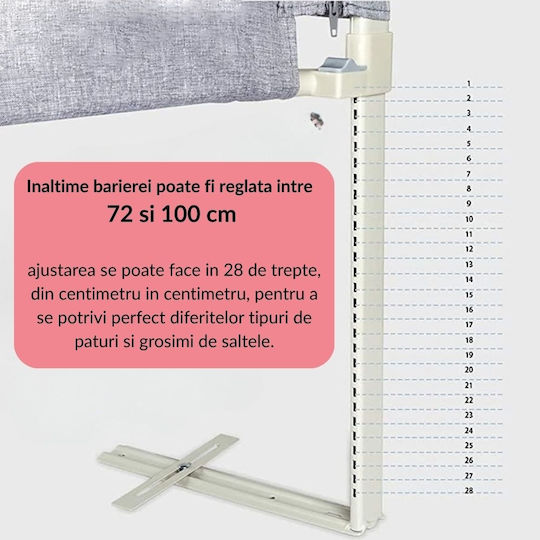 Kidizi Funny Bear Bară De Protecție Pentru Pat Din Material Textil Gri 200 Cm