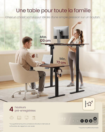 Elektrisches Schreibtisch aus Holz Rustic Braun mit Metallbeinen 140x60cm