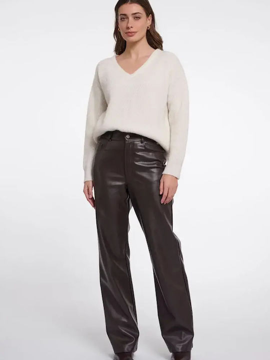 Damen Stoffhose in Gerader Bein Stil Braun