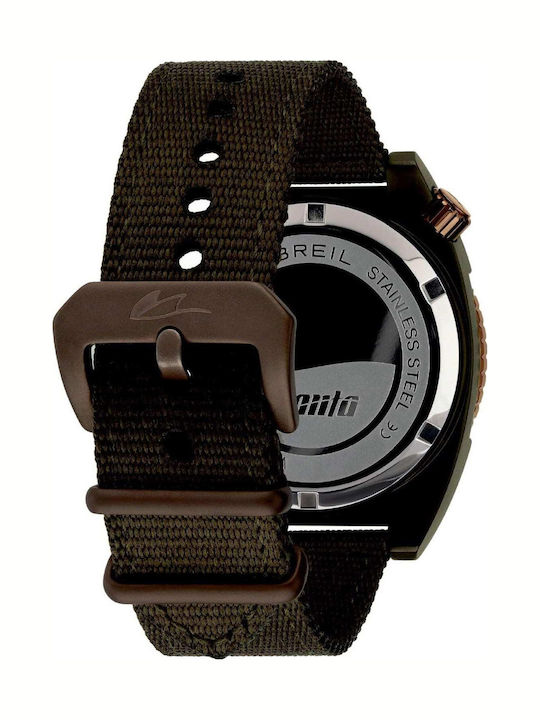 Breil Men's Battery Watch with Olive Oil Fabric Strap