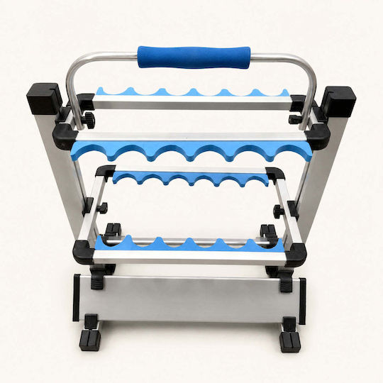 Mobile Rod Holder Shelves Fishing Rods Gray Blue