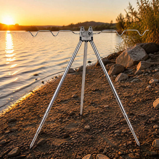 Foldable Tripod Fishing Rods Silver