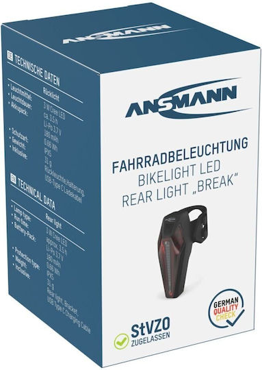 Ansmann 1600-0553 Wiederaufladbares Rücklicht Fahrradbeleuchtung