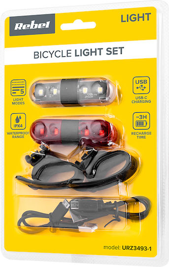 Rebel Wiederaufladbares Fahrradbeleuchtungs-Set