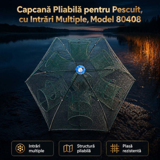 Capcană de Pește Pliabilă Multiple Intrări Model 80408
