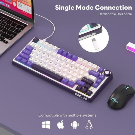 Royal Kludge R75 Gaming Mechanical Keyboard 75% with RGB Lighting (English US) Purple