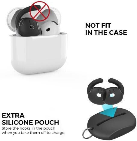 AHAstyle Pt60-4 1 Pair Silicone Ear Hooks AirPods 4 Size Large Black