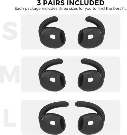 AHAstyle Pt60-4 1 Pair Silicone Ear Hooks AirPods 4 Size Large Black