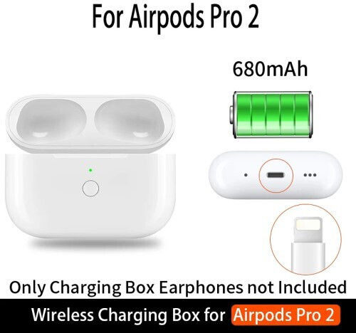 A003p Charging Case Built-In Battery 680mah Apple AirPods Pro 1 2 White
