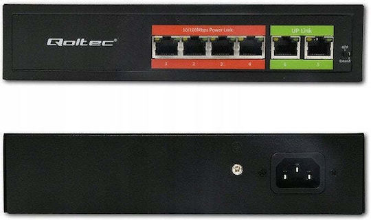 Qoltec 52289 Unmanaged L2 PoE Switch με 6 Θύρες Ethernet