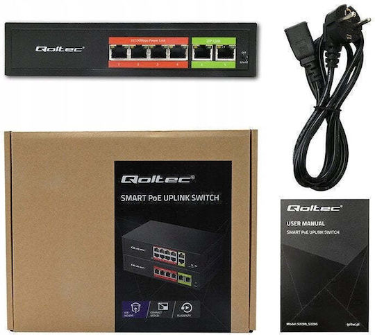 Qoltec 52289 Unmanaged L2 PoE Switch με 6 Θύρες Ethernet
