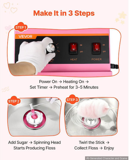 Vevor Candy Floss Maker 6.67cm Pink