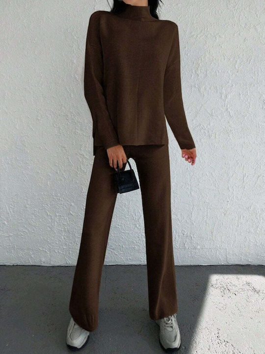 Women's Brown Set with Trousers in Loose Fit