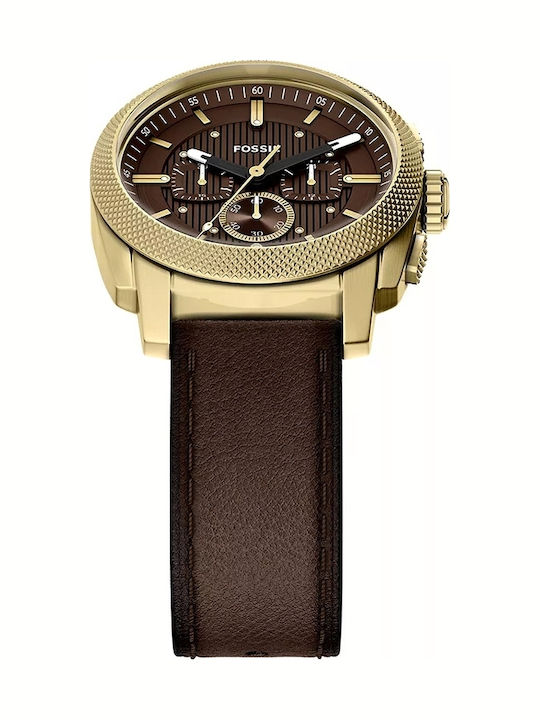 Fossil Men's Watch 44mm Battery Chronograph with Brown Leather Strap