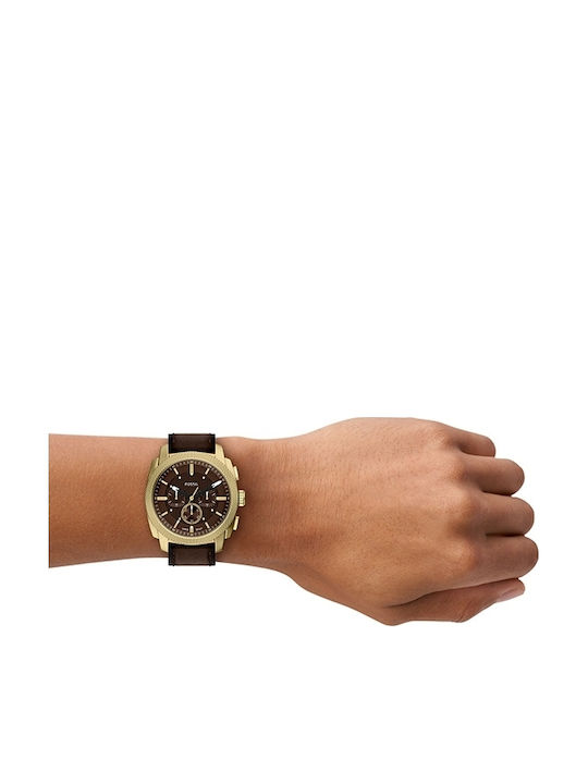 Fossil Men's Watch 44mm Battery Chronograph with Brown Leather Strap