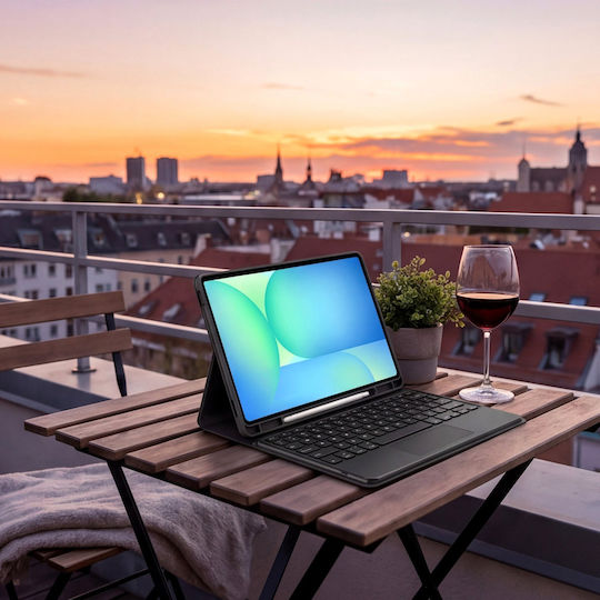 Калъф 4kom L Магнитна Клавиатура Samsung Galaxy Tab S10 Fe Plus 13.1 Bluetooth Touchpad Cfs10p