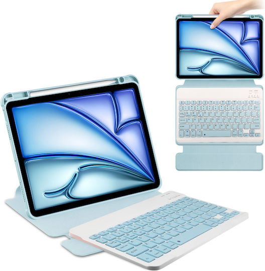 4KOM L Калъф 360° Клавиатура Apple iPad 10.9 2022 Gen 10 11 2025 A16 Gen 11