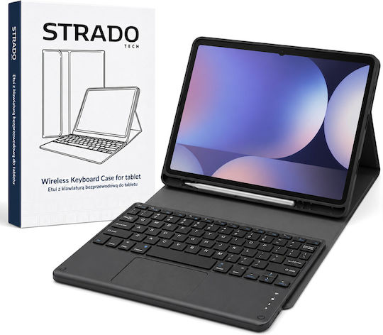 4KOM Калъф С Тъчпад Клавиатура За Galaxy Tab S10 Lite 10.9 Sm-x406 Sm-x400 2025 Защитен Черен