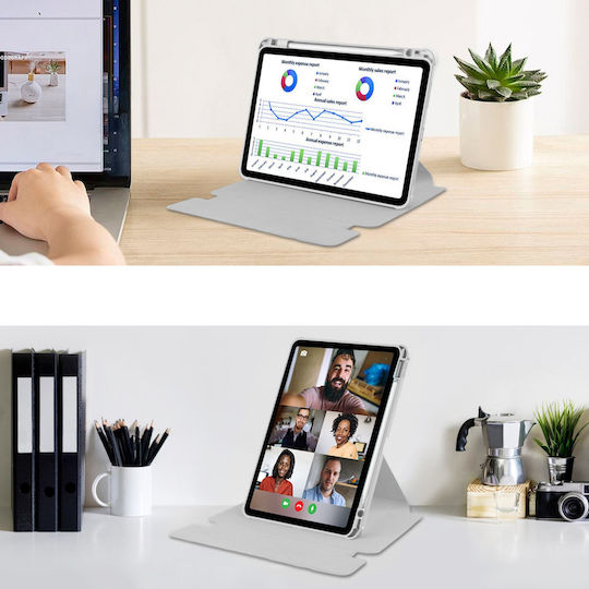 4kom L Защитен Калъф 360° Клавиатура iPad 10.9 2022 Gen 10 11 2025 A16 Gen 11 Сив