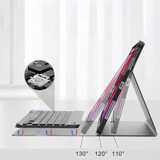 4KOM L Защитен калъф с клавиатура за Galaxy Tab S10 Lite 10.9'' SM-X406 SM-X400 2025 Черен