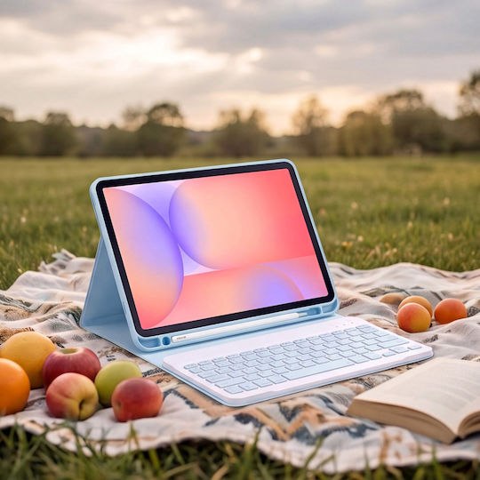 4KOM L Защитен калъф с клавиатура за Galaxy Tab S10 Lite 10.9'' SM-X406 SM-X400 2025 Син