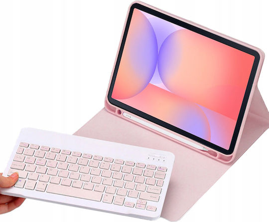 4KOM L Защитен калъф с клавиатура Galaxy Tab S10 Lite 10.9'' Sm-x406 Sm-x400 2025 Розов