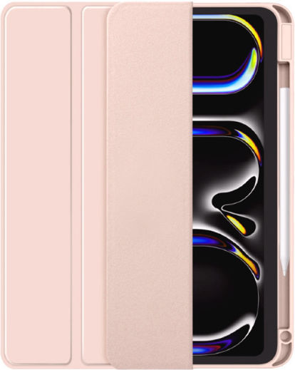 Smart Tri-fold Flip Case Pencil Holder Ipad Pro 11 Inch M5 2025/m4 2024 Ipad Pro 11" 6th/5th Gen Rose Gold
