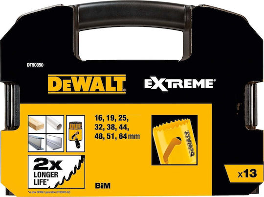 DEWALT Set Lochsäge Trockenschnitt mit Durchmesser von 16mm bis 64mm für Holz Metall und Kunststoff