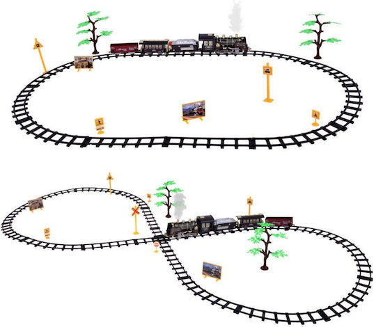 Lean Toys Eisenbahn Schiene mit Sound, Licht und Rauch für 3+ Jahre