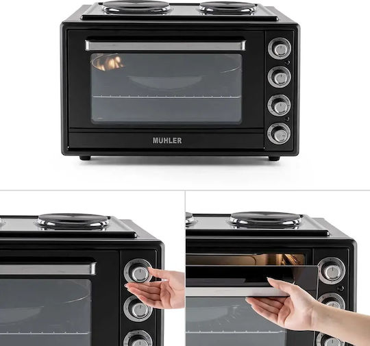 Muhler MC-6522 Elektrisches Kochfeld 65l mit 2 Kochfeldern Schwarz