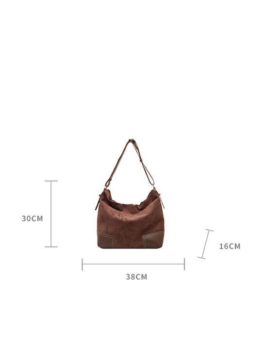 Geantă Shopper Dama Suede Ecru