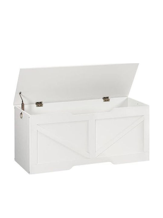 Hoobro Ladă de Depozitare pentru Exterior Lemn Albă L110xL40xÎ50.5cm