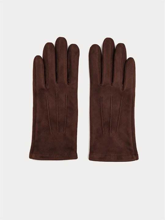 Damen Lederhandschuhe Mit Berührung G9561-Dunkelbraun