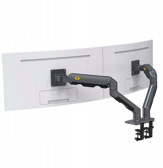 North Bayou Desk Mounted Base for 2 Screens up to 34" with Grey Arm