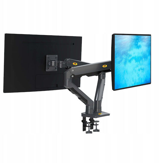 North Bayou Desk Mounted Base for 2 Screens up to 34" with Grey Arm