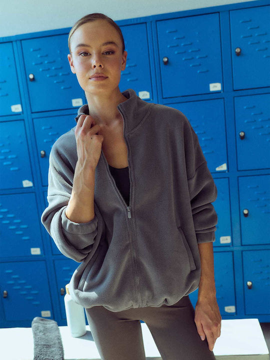 Celestino Cardigan Pentru Femei Fleece Lung Loose Fit Gri