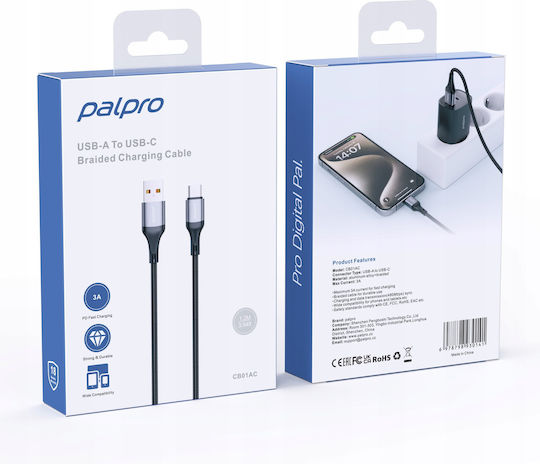 Palpro USB-A към USB-C кабел бързо зареждане Samsung Apple 3A PD 1m