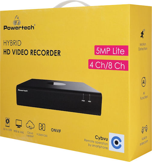 Powertech PT-1596 Устройство за запис HVR 8 Канала с Анализ Full HD+