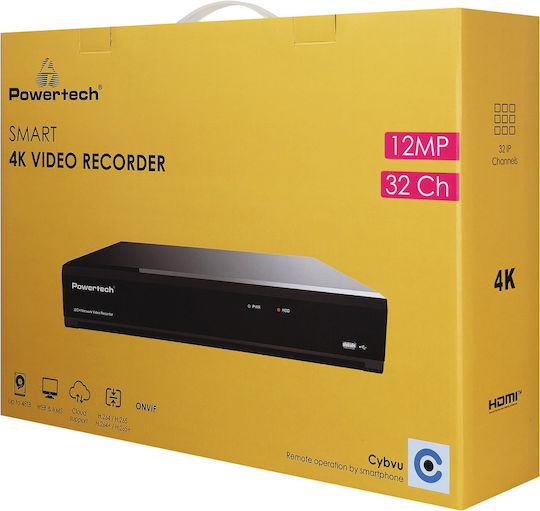 Powertech PT-1600 NVR Устройство за запис с 32 канала с 4K резолюция