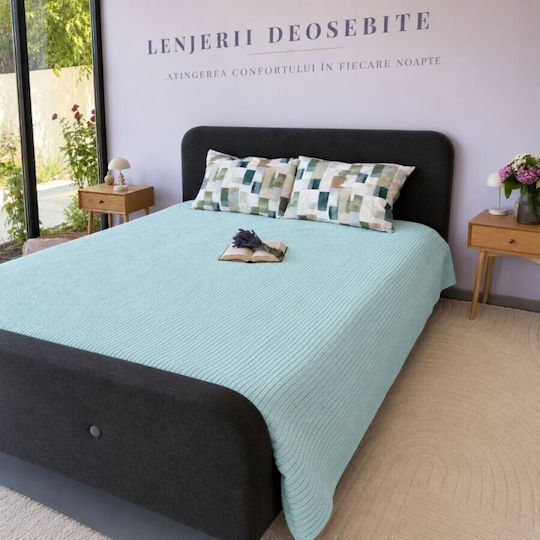 Pucioasa Knitted Single Blanket 160x220cm Mint Green