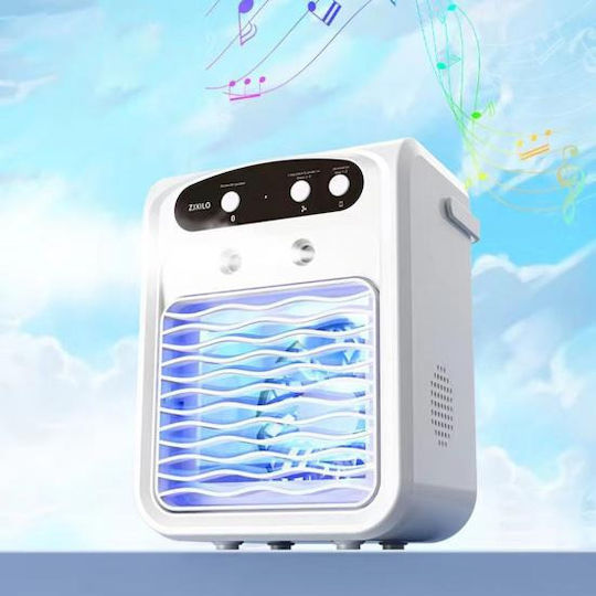 Mini Air Conditioner 1000 Ml Water Tank 3 Wind Speeds Bluetooth Diffuser Colored Ambient Light Fast Cooling White