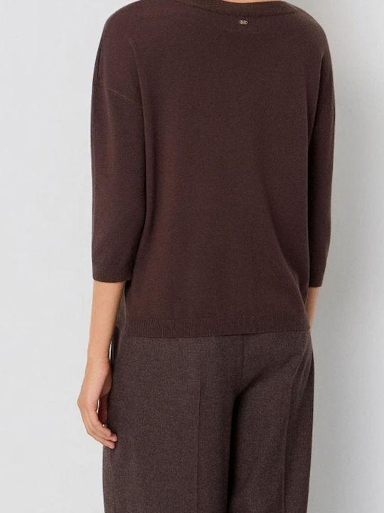 Women's Sweater with 3/4 Sleeve Brown