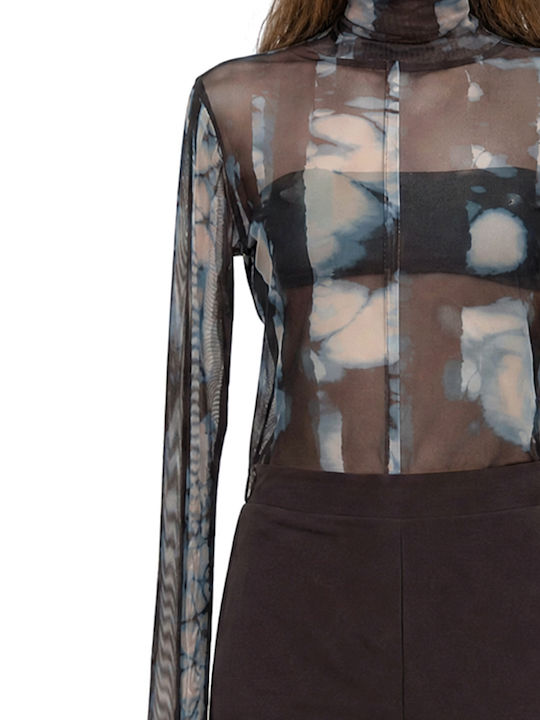 Women's Blouse Long Sleeve Ecru Brown Gray