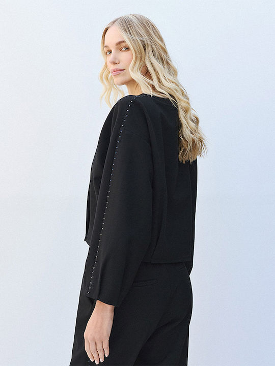 Damen Bluse Langärmelig Schwarz